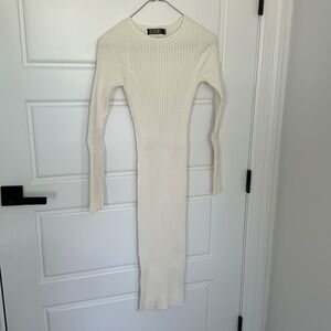 White sweater dress | thick knit w/ stretch | S/M
